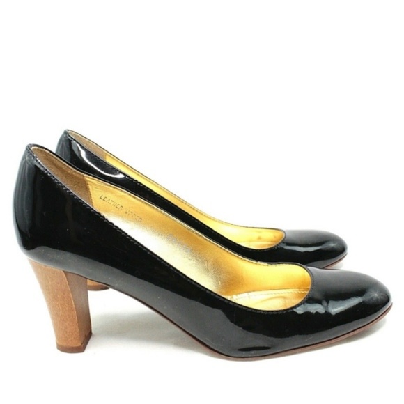 J. Crew Shoes - J. Crew Patent Leather Wood Pumps Heels Black 8